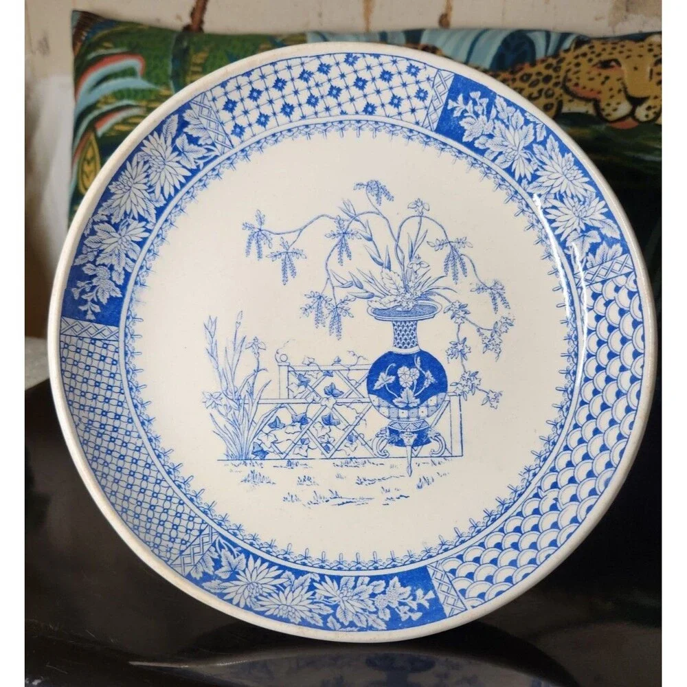 Antique Copeland Compote KEW Pattern Tazza W T & SONS Comport Floral Blue White